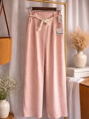 T.J.Maxx Blush Pink Wide-Leg Rope-Tie Trousers